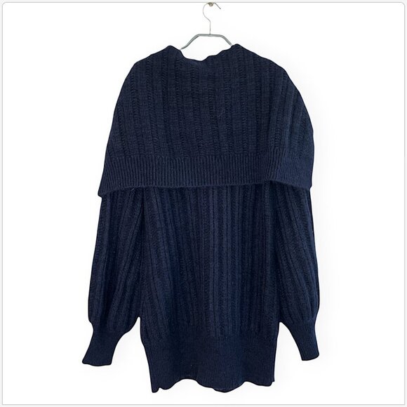 Piazza Sempione Navy Blue Cardigan Long Chunky Wool Mohair Cashmere Knit Size 42 - Picture 4 of 6